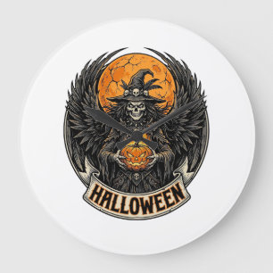 Relógio Grande Bruxa de Halloween Gótico Vintage
