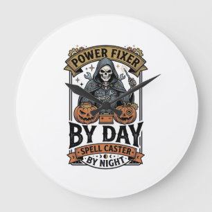 Relógio Grande Bruxa de Reparo de Bateria Funny Halloween Técnico