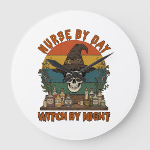 Relógio Grande Bruxa do Dia das Enfermeiras Noite de Halloween Ca