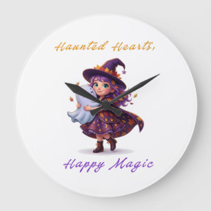 Relógio Grande Bruxa e Amigas Assustadoras Cute Halloween Magia