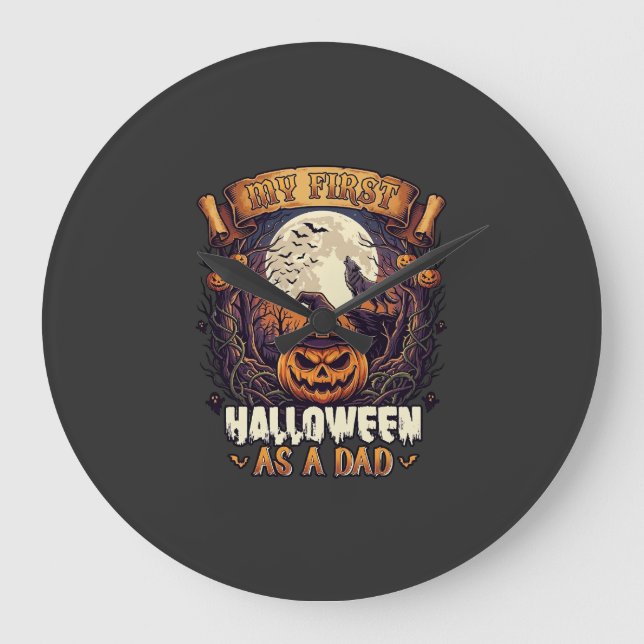 Relógio Grande Bruxas Penduradas Halloween Bruxa Voadora Casa Ass (Frente)