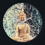 Relógio Grande Buda Senteado Terra Elegante Zen Iluminação<br><div class="desc">Personalize com qualquer texto.</div>