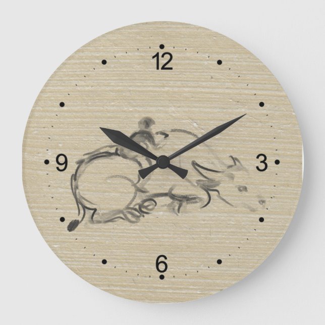 Relógio Grande Búfalo de água, criança chinesa de boi, aniversári (Frente)