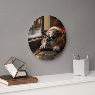 Relógio Grande Bulldog com Luzes de Natal Feriado