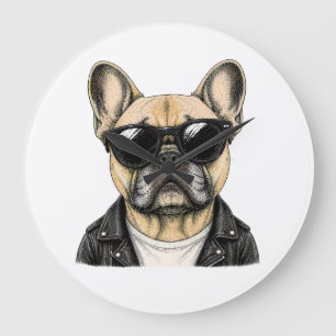 Relógio Grande Bulldog Francês Gráfico de Cachorro Legal