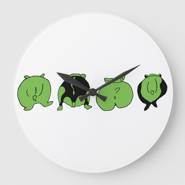 Relógio Grande Bumbuns de Hamster Verde (Frente)