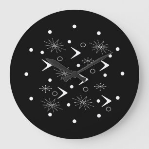 Relógio Grande Bumerangue do século médio Starbursts Black White