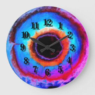 Relógio Grande Buraco Negro Azul Azul Azul Aqua, Abstrato Contemp