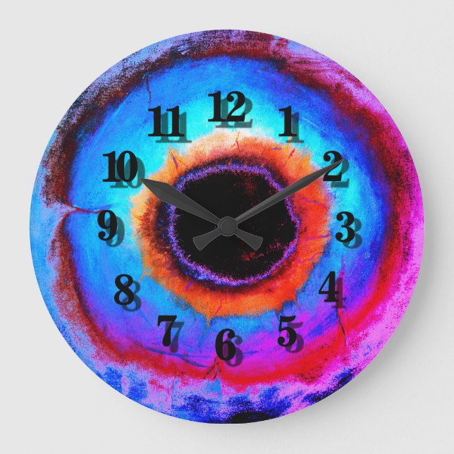 Relógio Grande Buraco Negro Azul Azul Azul Aqua, Abstrato Contemp (Frente)