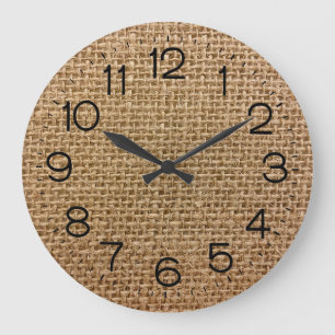 Relógio Grande Burlap Brown Large Clock