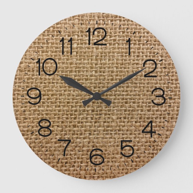 Relógio Grande Burlap Brown Large Clock (Frente)