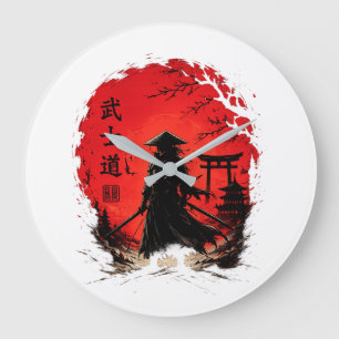 Relógio Grande Bushido Guerreiro Samurai Lua Vermelha Japonês Vin