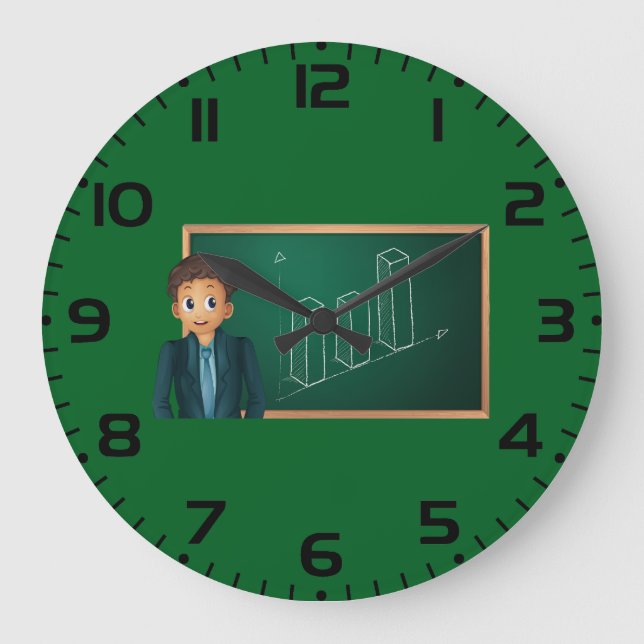 Relógio Grande Businessman Presenting Growth Bar Chart (Frente)