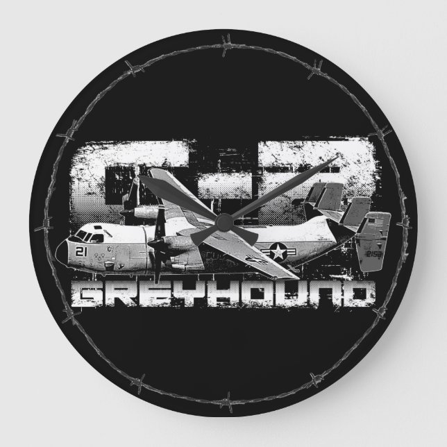 Relógio Grande C-2 Greyhound Round (Large) Wall Clock (Frente)