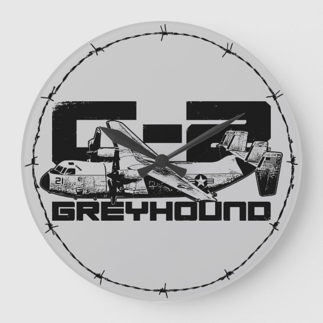 Relógio Grande C-2 Greyhound Round (Large) Wall Clock (Frente)