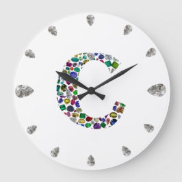 Relógio Grande C Design inicial de gem