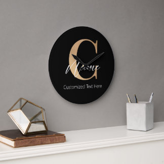 Relógio Grande C & Name Iniciais Monogramados Modernos Personaliz