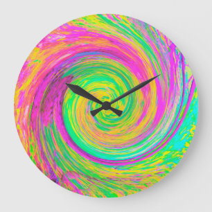 Relógio Grande Cabeça Abstrato púrpura e espiral líquida amare