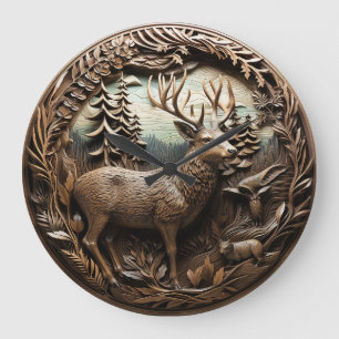 Relógio Grande Cabina Rustic Deer Hunting