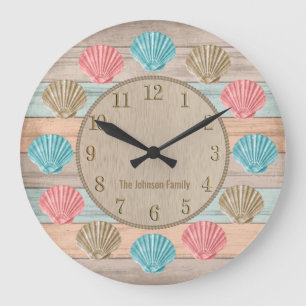 Relógio Grande Cabos de Mar Náuticos Coloridos de Madeira de Pra