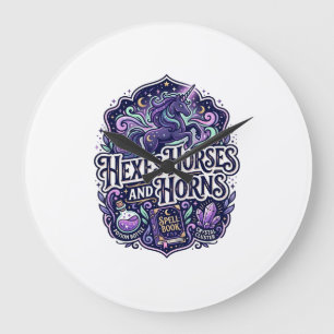 Relógio Grande Cabra Hexa Cavalos e Chifres POD Pronto Arte POD
