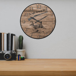 Relógio Grande Caça com Rifle Vida Bosque Veado e Rifle de Alavan