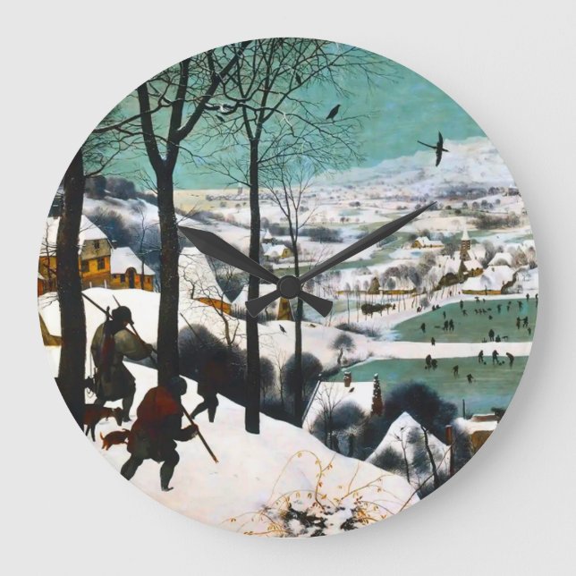 Relógio Grande Caçadores na Paisagem da Neve Pieter Bruegel (Frente)