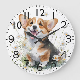 Relógio Grande Cachorrinho Corgi Adorável