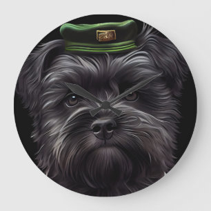 Relógio Grande Cachorro Affenpinscher vestido para o Dia de São P