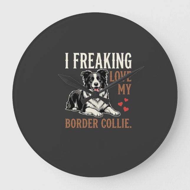 Relógio Grande Cachorro Amor Border Collie Engraçado (Frente)
