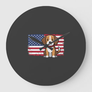 Relógio Grande Cachorro Bandeira Americana Vetor Patriótico