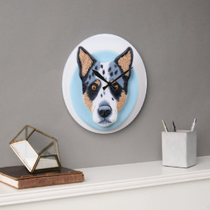 Relógio Grande Cachorro Blue Heeler Inspirado em 3D