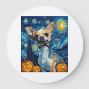 Relógio Grande cachorro chihuahua sorrindo noite estrelada por Va