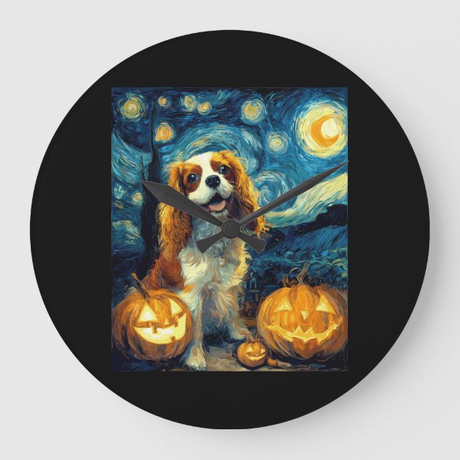 Relógio Grande Cachorro Cute Cavalier King Charles Spaniel Hallow (Frente)