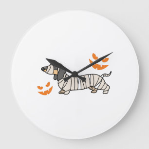 Relógio Grande Cachorro Dachshund Halloween Candy Corn Lua Cheia