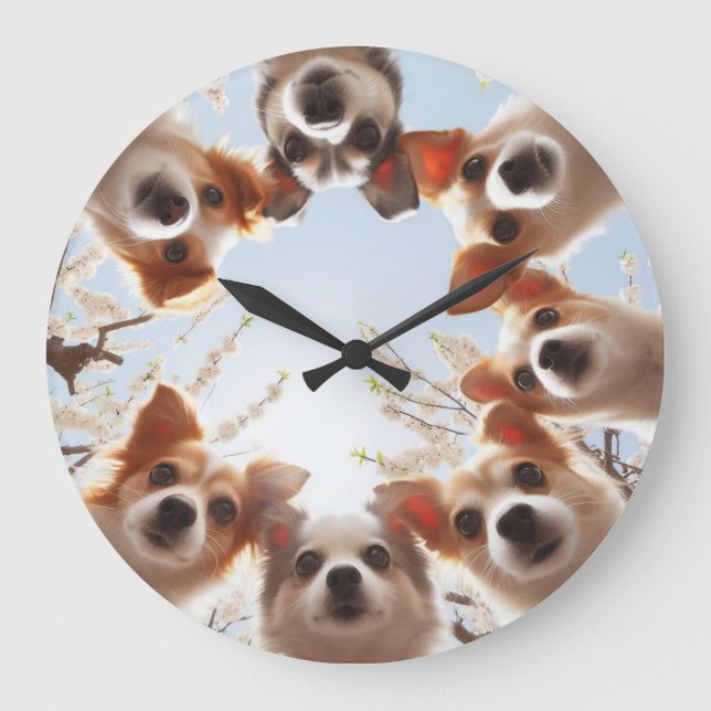 Relógio Grande Cachorro de Cachorro Engraçado e Bonito (Frente)