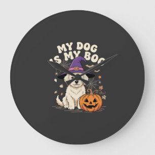 Relógio Grande Cachorro de Halloween Meu Cachorro É Meu Amor