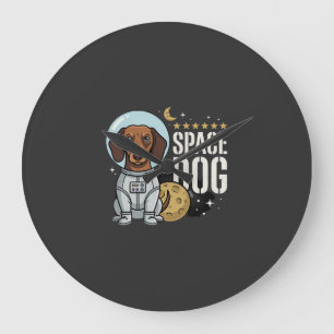 Relógio Grande Cachorro do Espaço Dachshund Astronauta Vetor