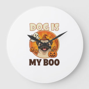 Relógio Grande Cachorro É Boo Pug Halloween Fantasma Abóbora