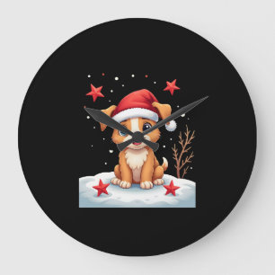 Relógio Grande Cachorro Engraçado com Estrelas de Natal para a Te
