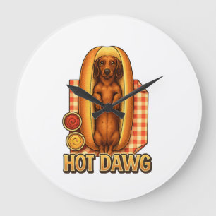 Relógio Grande Cachorro Engraçado Dachshund Paródia de Hot Dog Ca