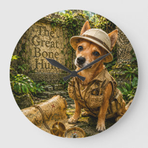 Relógio Grande Cachorro Explorador Fofo Ruínas da Selva Antiga Ar