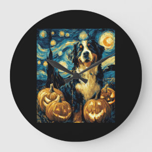 Relógio Grande Cachorro Fofo Bernese Mountain Halloween Jack O La