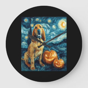 Relógio Grande Cachorro Fofo Bloodhound Halloween Abóbora Jack O