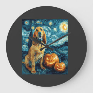 Relógio Grande Cachorro Fofo Bloodhound Halloween Abóbora Jack O