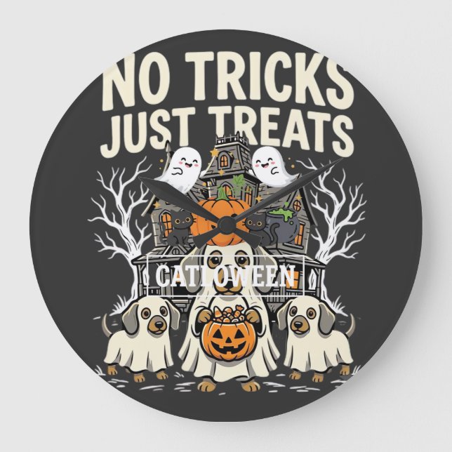 Relógio Grande Cachorro Fofo de Halloween Sem Pegadinhas Só Gulos (Frente)