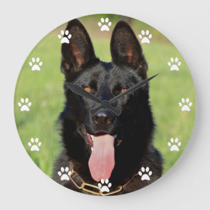 Relógio Grande Cachorro German shepherd Preto - Impressão de Pat