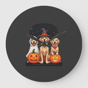 Relógio Grande Cachorro Golden Retriever Fantasma Dia das Bruxas 