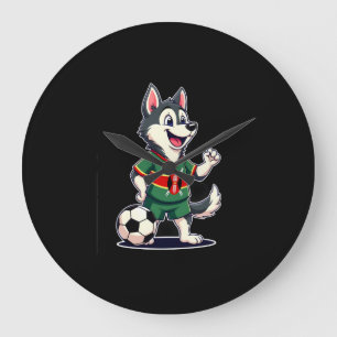 Relógio Grande Cachorro Husky Engraçado Dabbing Quênia Futebol -