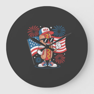 Relógio Grande Cachorro Quente de 4 de Julho Bandeira Americana P